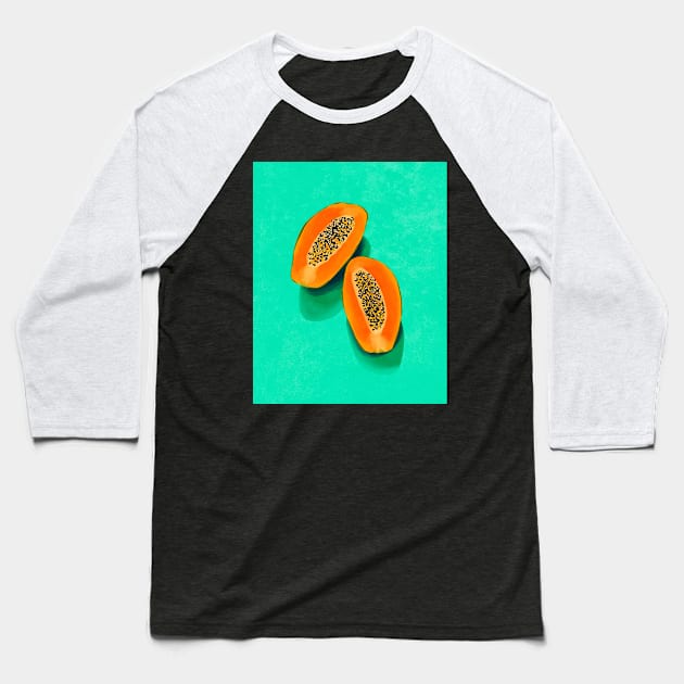 Papaya Baseball T-Shirt by omarbardisy